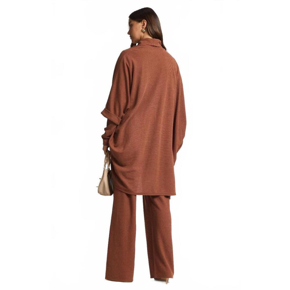 NEW DEAR SCARLETT get away top cardigan pants 3 piece set in chestnut - Picture 3 of 3